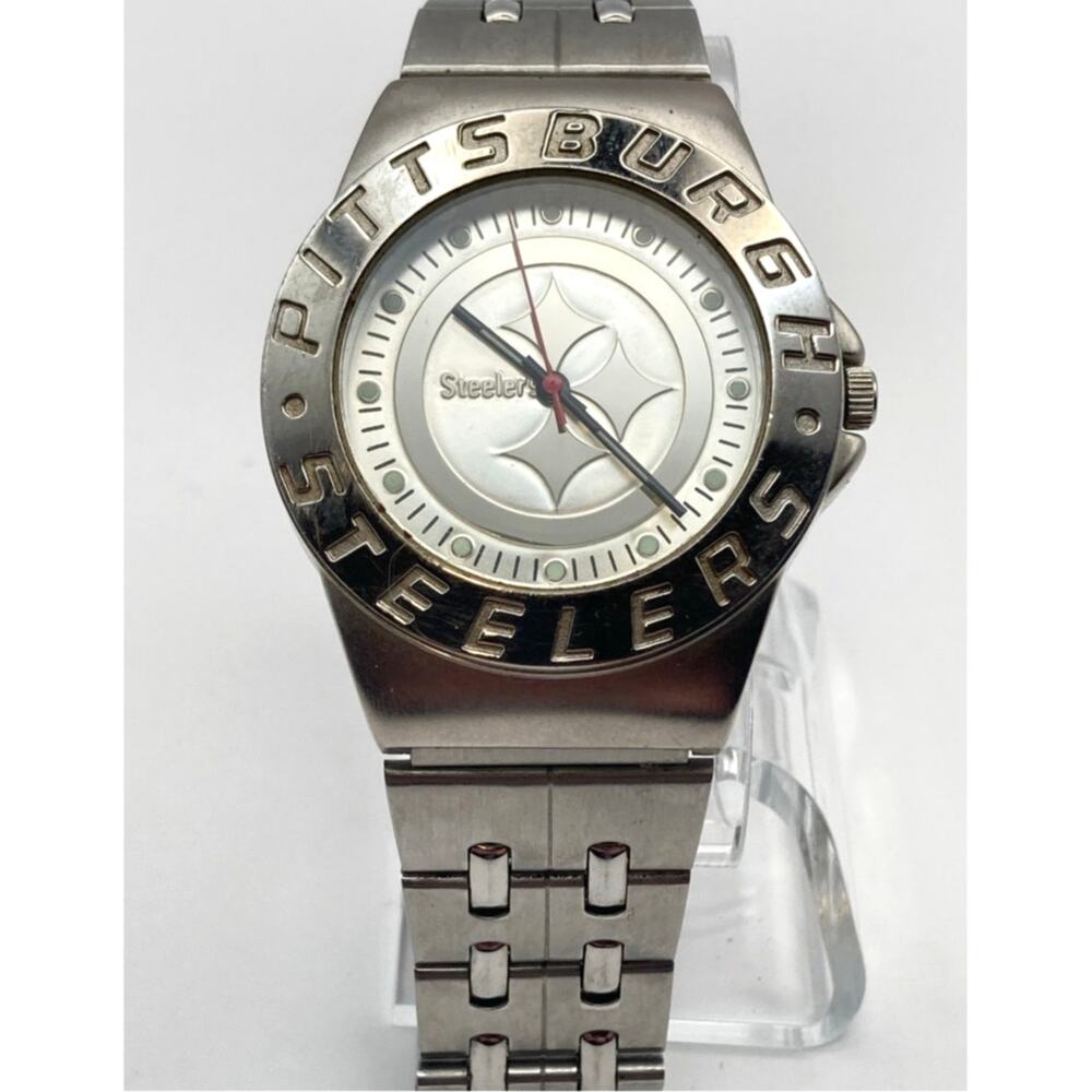 Pittsburg Steelers Game Time All Silver Tone Men's Watch 41mm - Fresh Battery